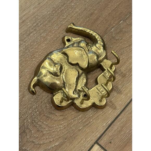 Brass Elephant Key Rack Hooks, Decorative Vintage Wall Mount Key Holder Small - Picture 14 of 14